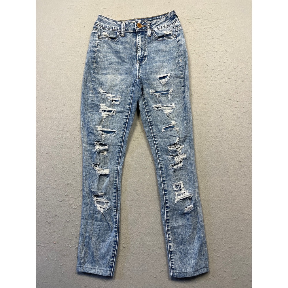 SO Ultimate Jegging Denim Light Wash Distressed 0/24W Womens